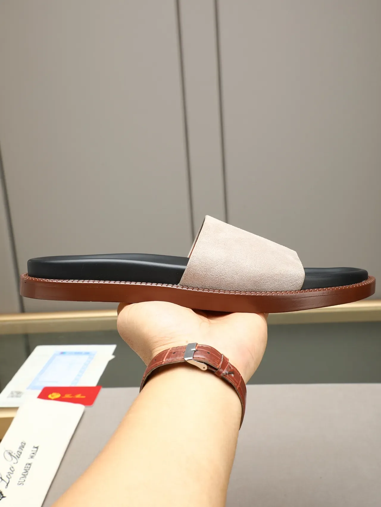 Contrast-Strap Suede and Leather Slide Slippers 23