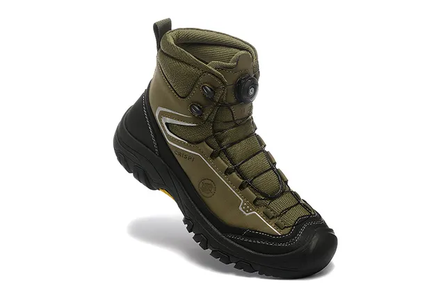 CRISPI Army Green Black BOA Dial Closure Gaiter-Style Collar Hiking Boots 4