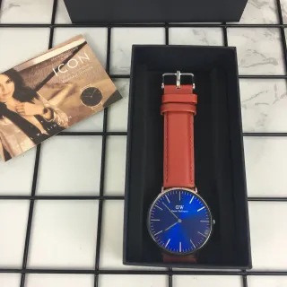 Daniel Wellington नीला लाल न्यूनतम पतली केस क्वार्ट्ज घड़ी