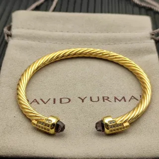 David Yurman Cable Classics سوار ذهبي أرجواني ملتوي مع أحجار مرصعة بالفصوص