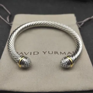 David Yurman كيبل كلاسيكس كيبل ملتوية كرة بانف سوار ثنائي اللون