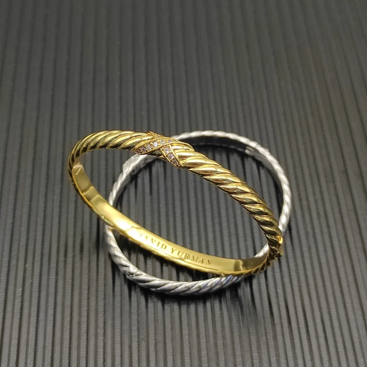 David Yurman Cable Classics Twisted Diamond Accent Silver Bracelet 3