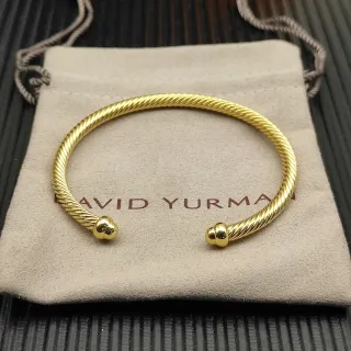 David Yurman Cable Classics Brazalete Abierto Trenzado Dorado en Tonos