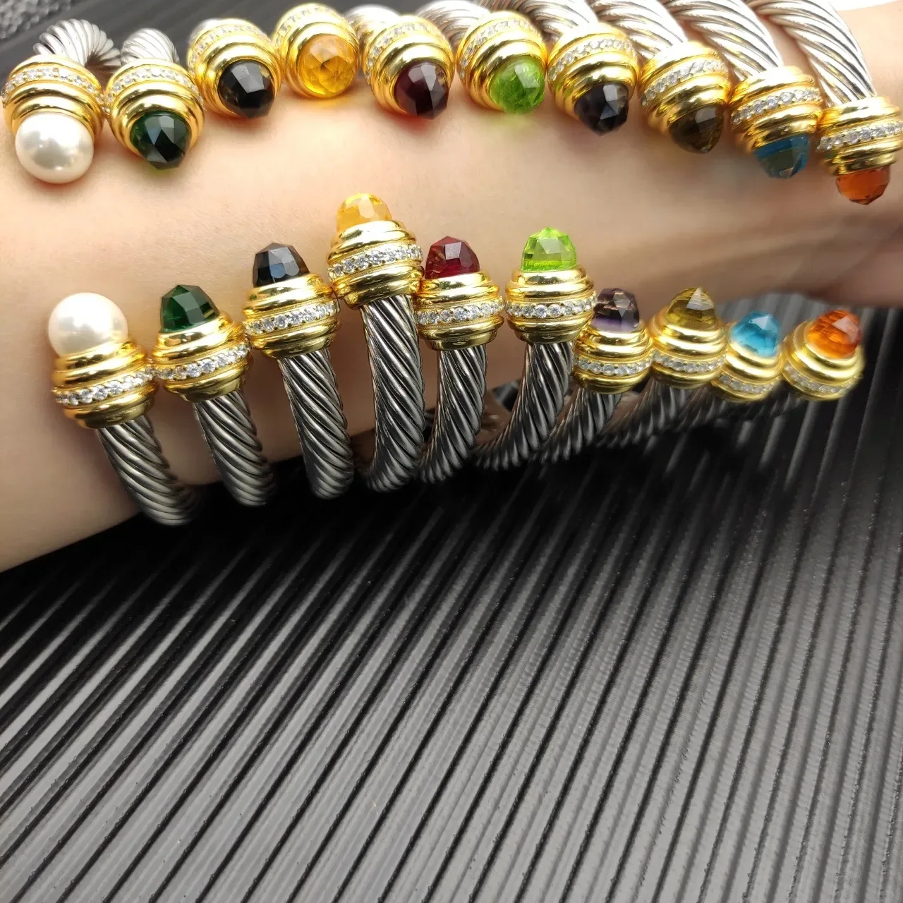 David Yurman Cable Classics Twisted Silver and Gold Citrine Bracelet 2