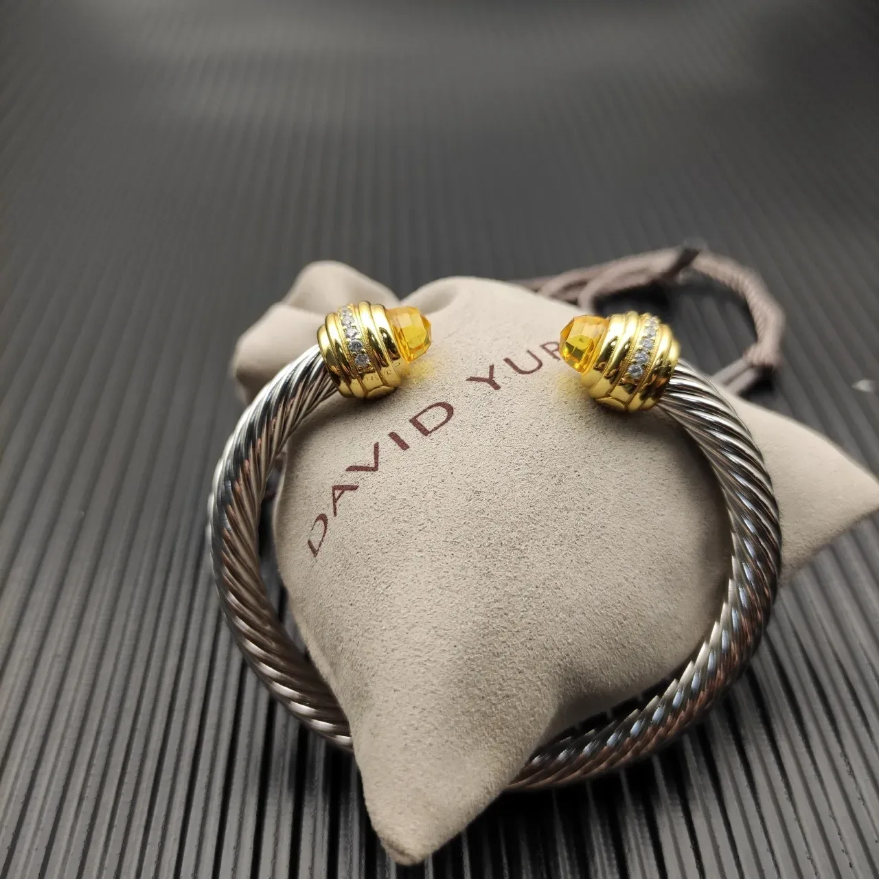 David Yurman Cable Classics Twisted Silver and Gold Citrine Bracelet 4