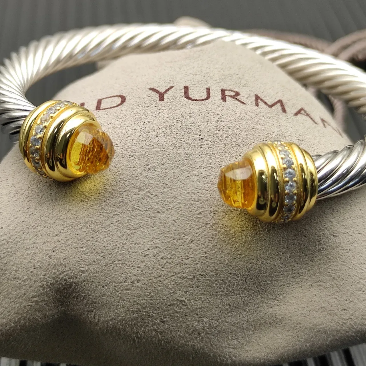 David Yurman Cable Classics Twisted Silver and Gold Citrine Bracelet 5