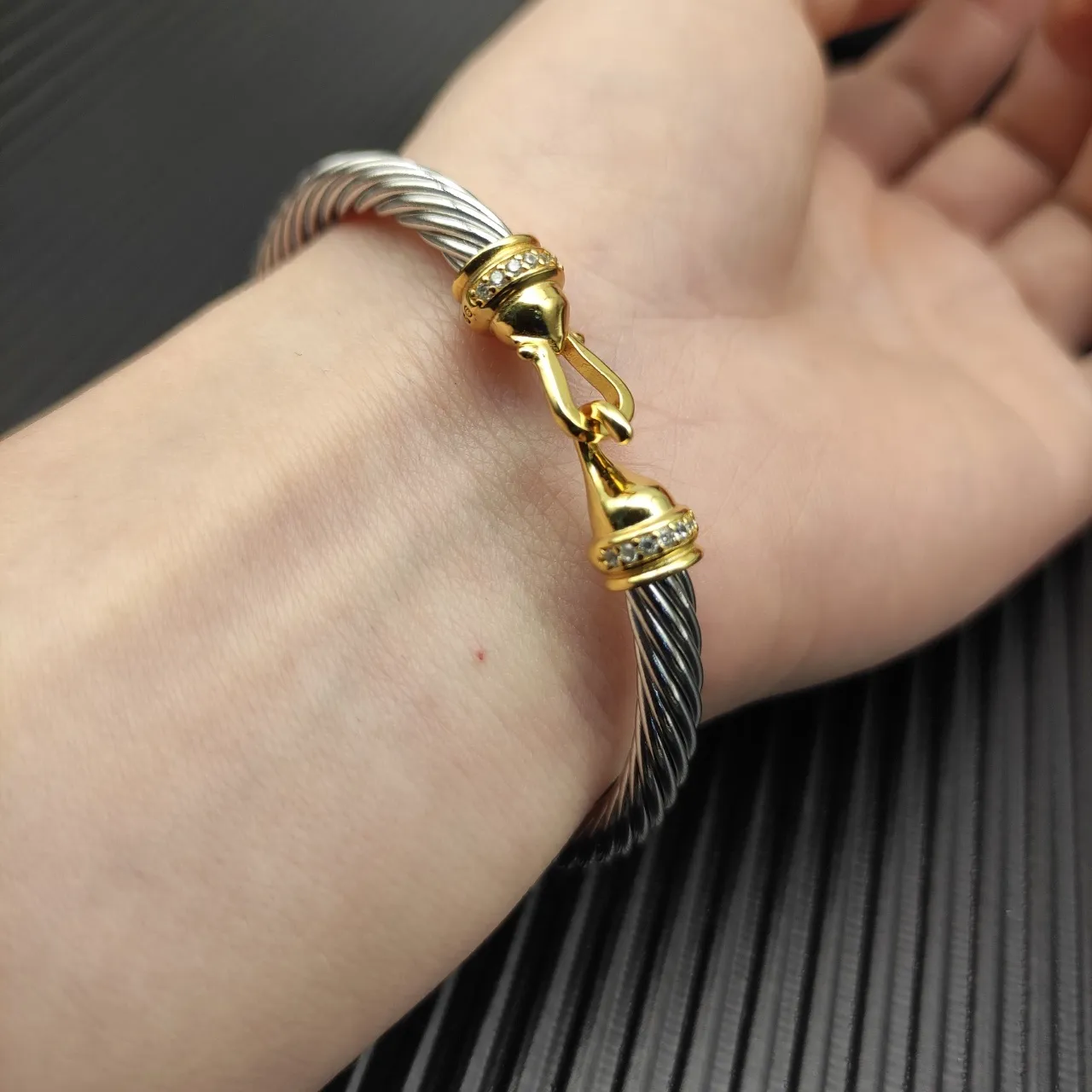 David Yurman Cable Classics Two-Tone Pavé Clasp Bracelet 5