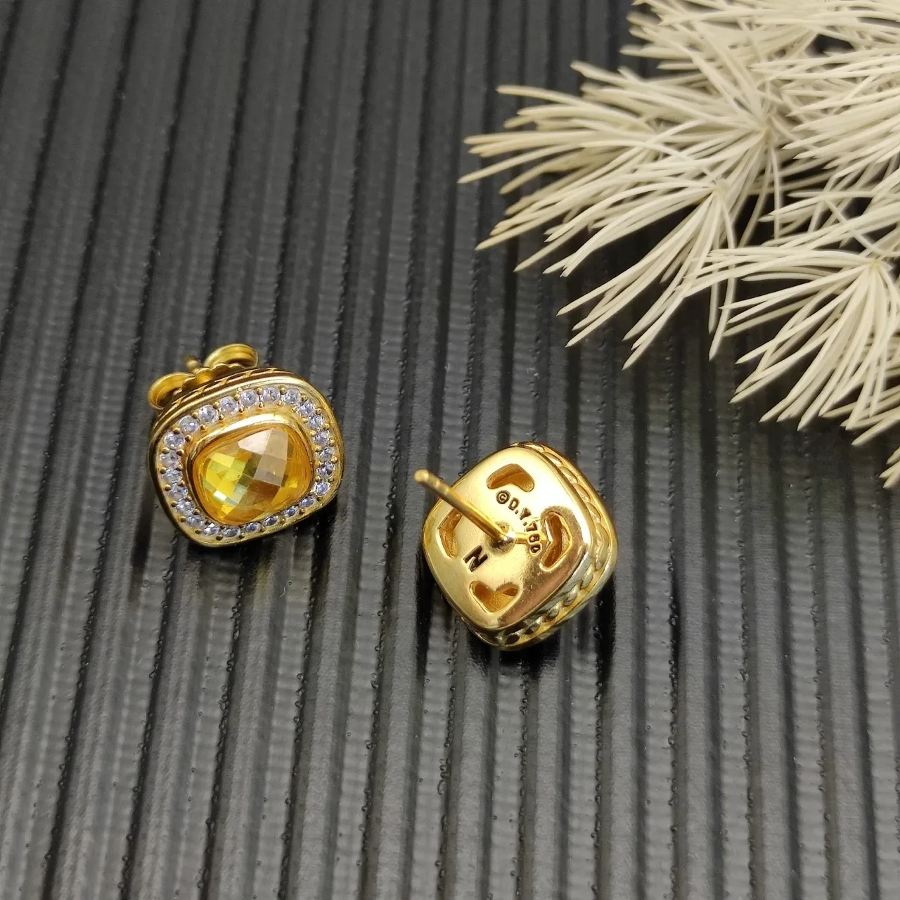 David Yurman Citrine and Diamond Halo Stud Earrings 7