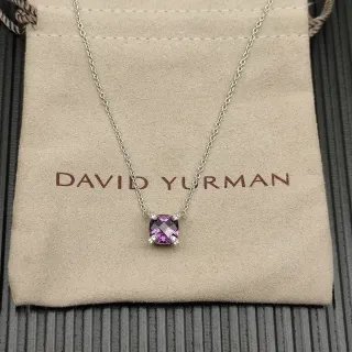 David Yurman Collier pendentif avec gemme violette en coupe cushion-cut