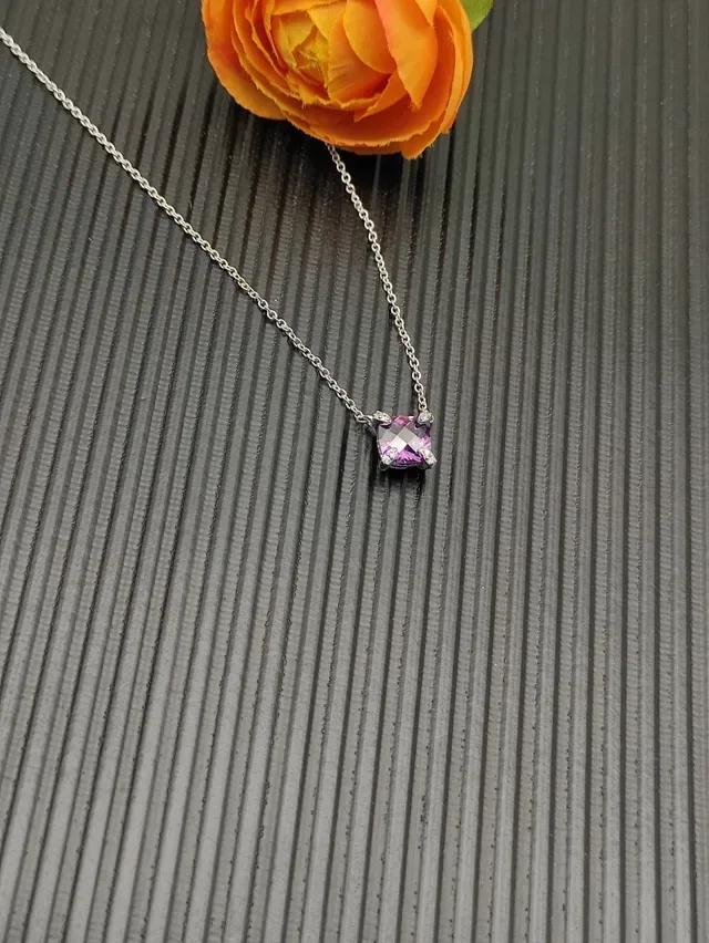 David Yurman Cushion-Cut Purple Gem Pendant Necklace 6