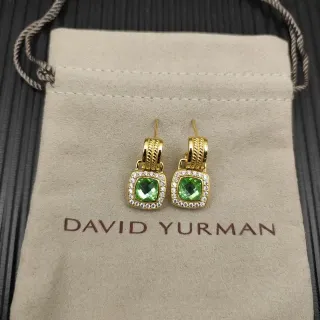 David Yurman Aretes Halo con Gemas Verdes y Diamantes en Tono Dorado
