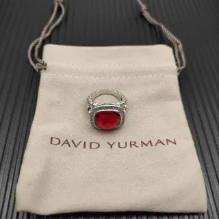 David Yurman 红银 扭曲电缆带 枕形切割中心宝石戒指