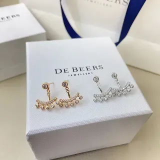 De Beers গোল্ড সিলভার কার্ভড বার ড্যাঙ্গেল পাভে-সেট ইয়ারিংস