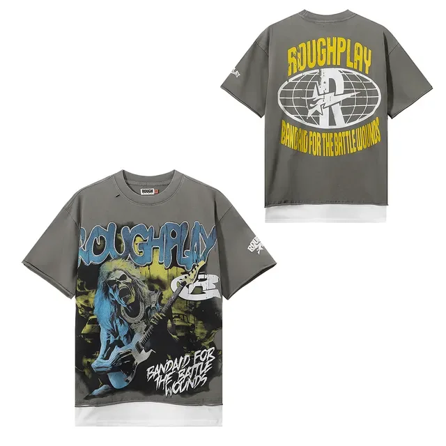 Distressed Graphic Oversized Washed Gray T-Shirt 2
