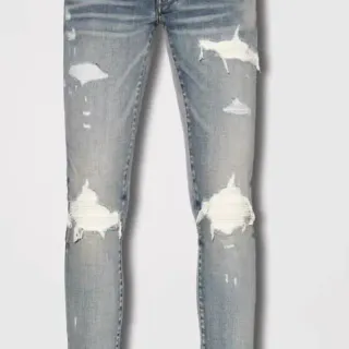 Distressed Light-Wash Slim-Fit Jeans