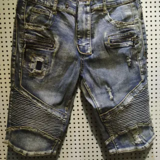 بناطل جين distressed مع جيوب أزيب وألواح موتو
