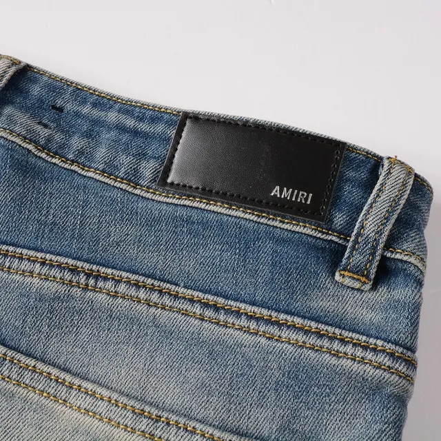 Distressed Slim-Fit Light-Wash Blue Jeans 5