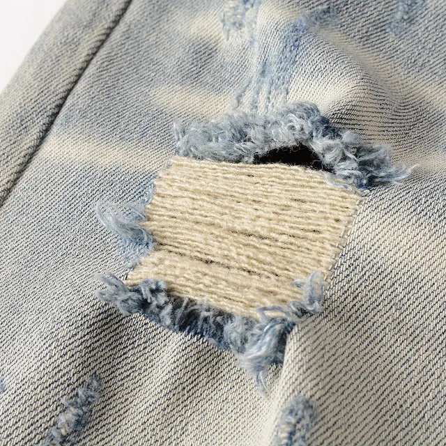 Distressed Slim-Fit Light-Wash Blue Jeans 9