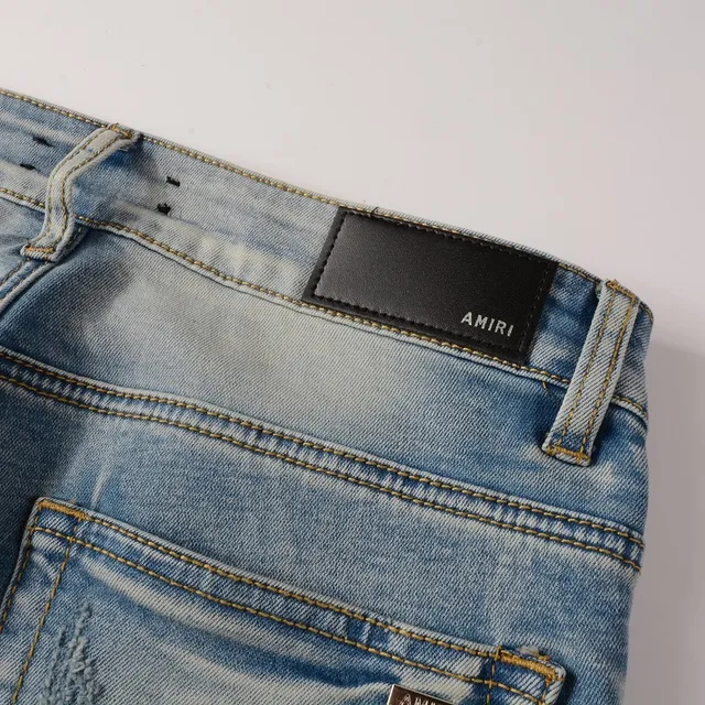 Distressed Slim-Fit Light-Wash Ripped Jeans 12