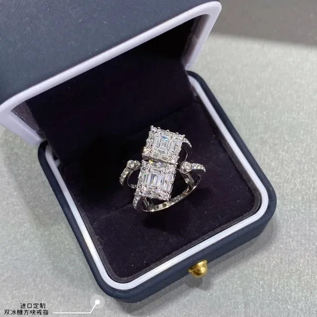 Double Ice Sugar Cube Stack Ring 3