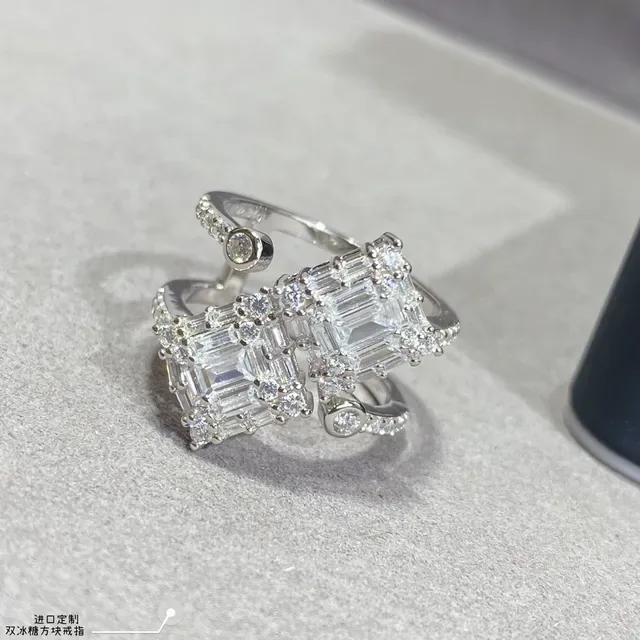 Double Ice Sugar Cube Stack Ring 7