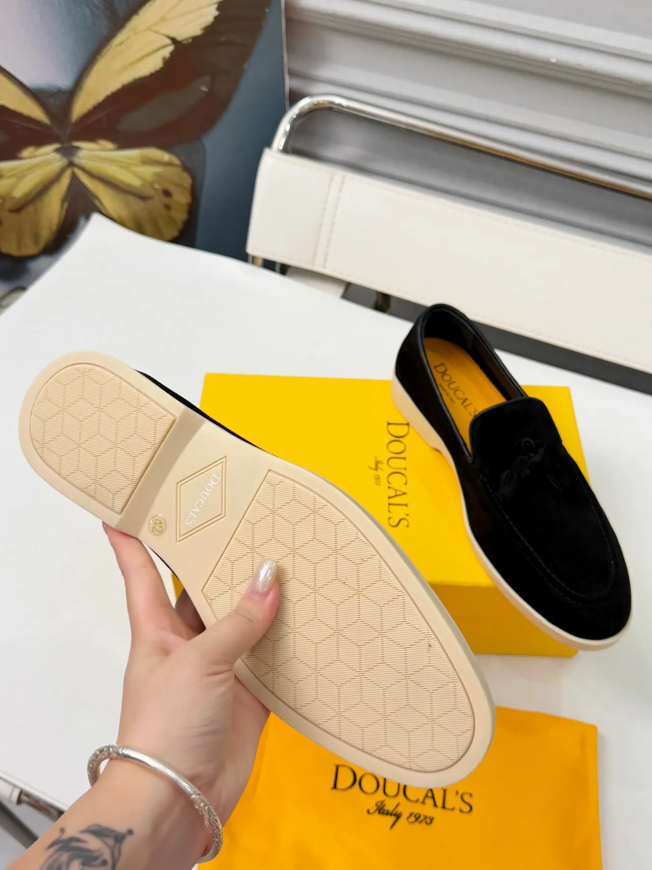 Doucal's Black Beige Suede Tassel Detail Loafer 2