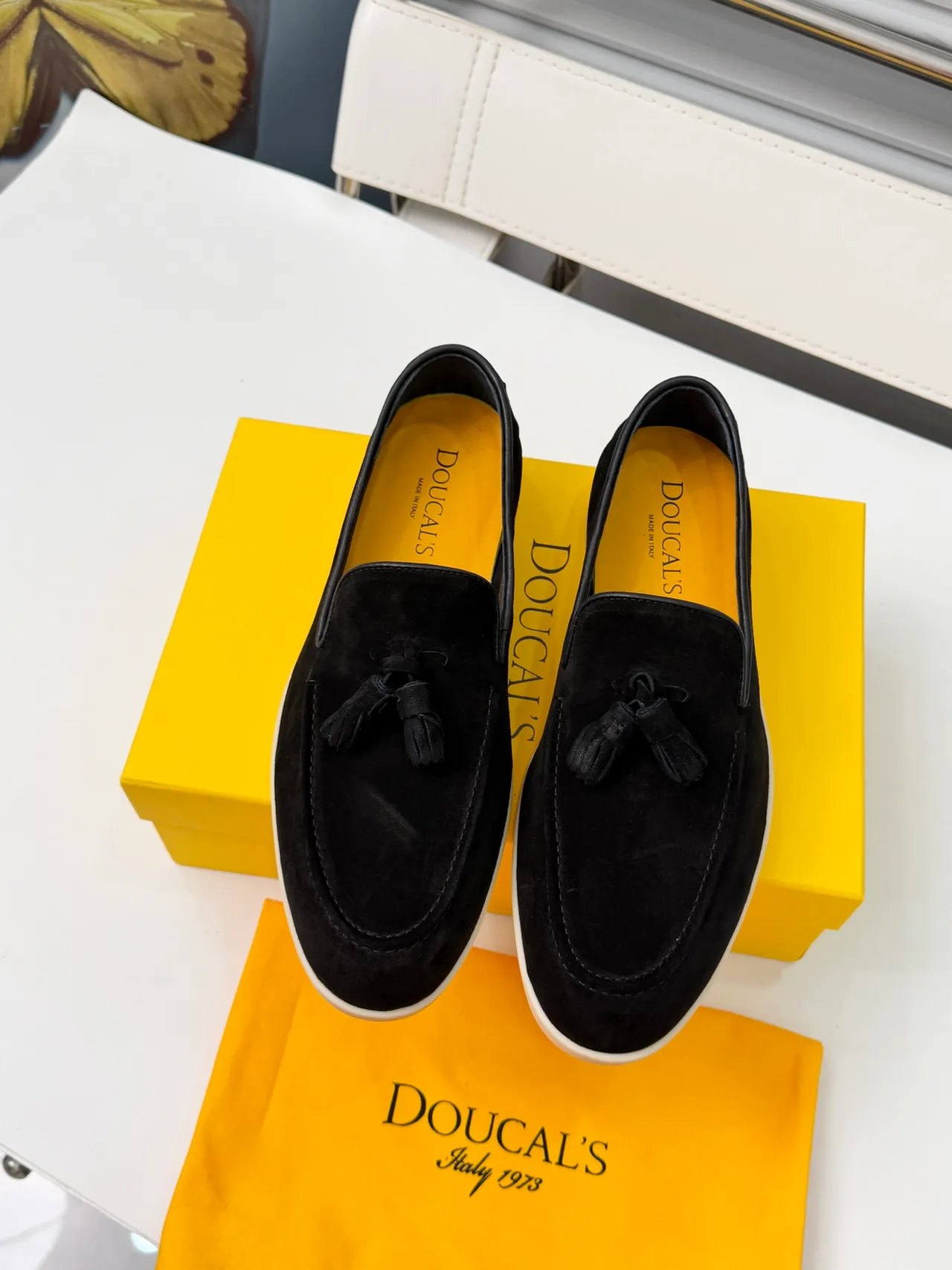 Doucal's Black Beige Suede Tassel Detail Loafer 5