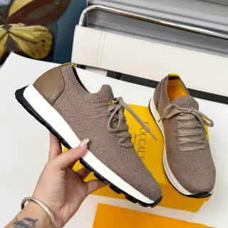 Doucal's Knit Upper Leather Heel Counter Lifestyle Sneaker