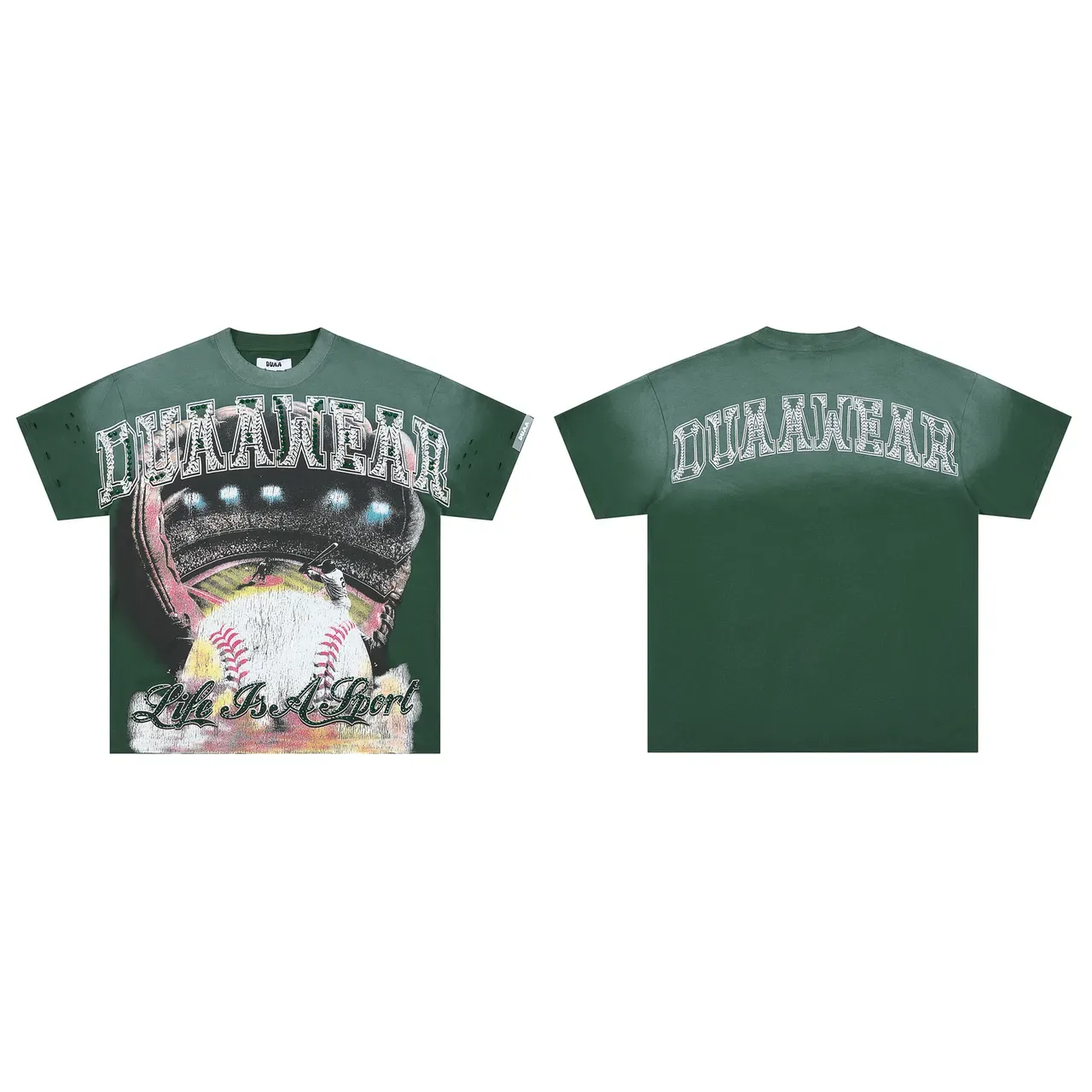 DUA AWEAR Camiseta Oversized Estampa Gráfica Desgastada 2