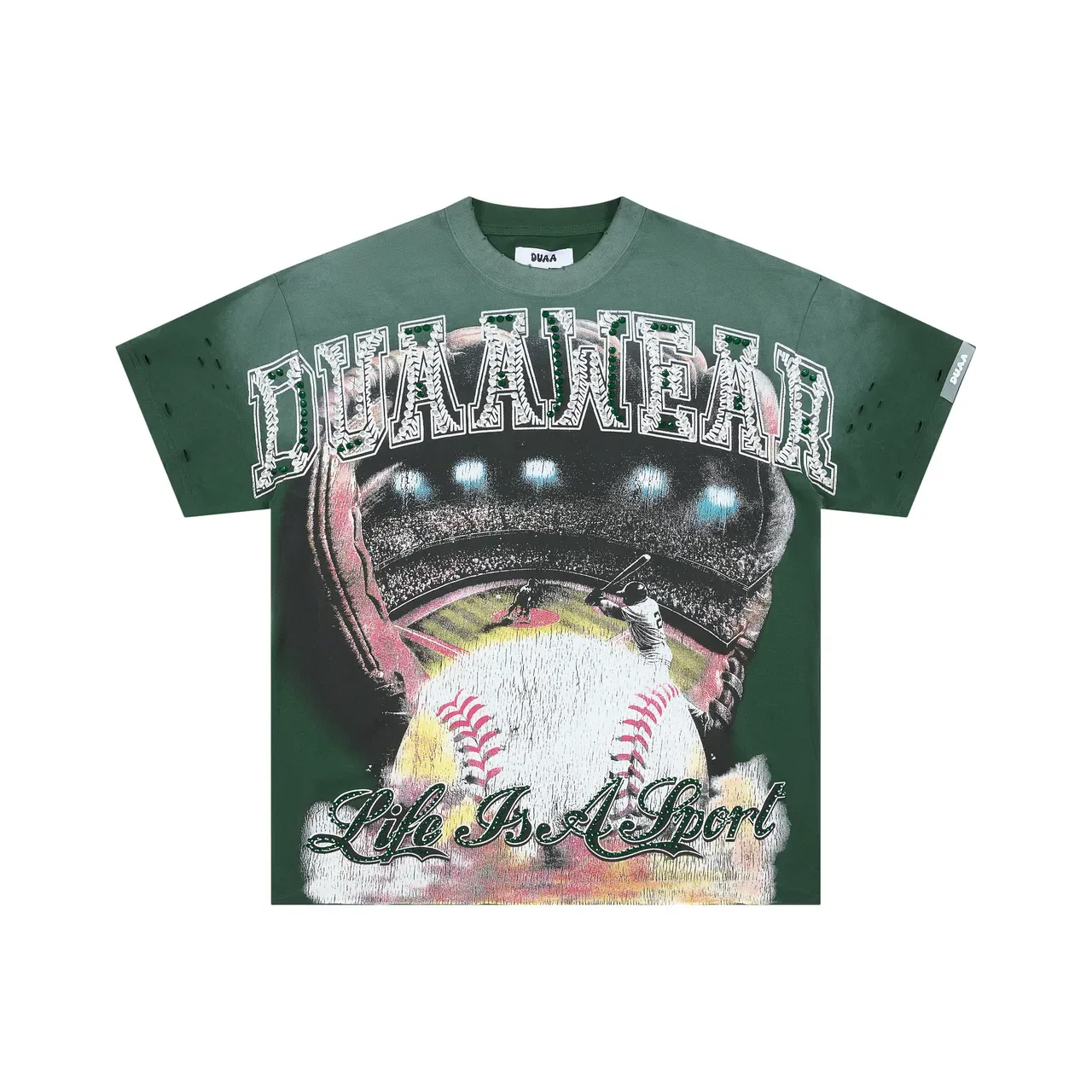 DUA AWEAR Camiseta Oversized Estampa Gráfica Desgastada 3