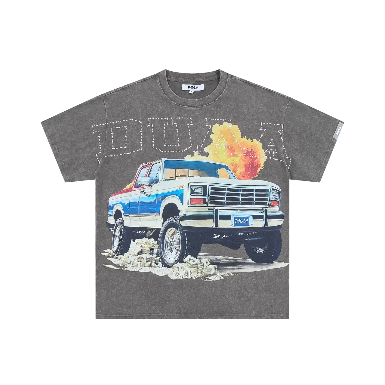 DUA Graphic Print Washed Charcoal T-Shirt 3