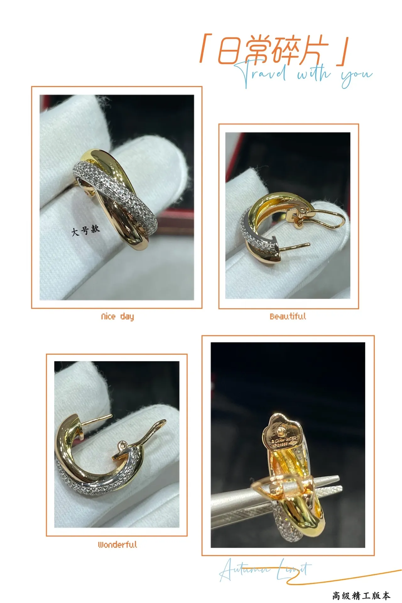 Dual-Tone Pavé Interlocking Hoop Earrings 2
