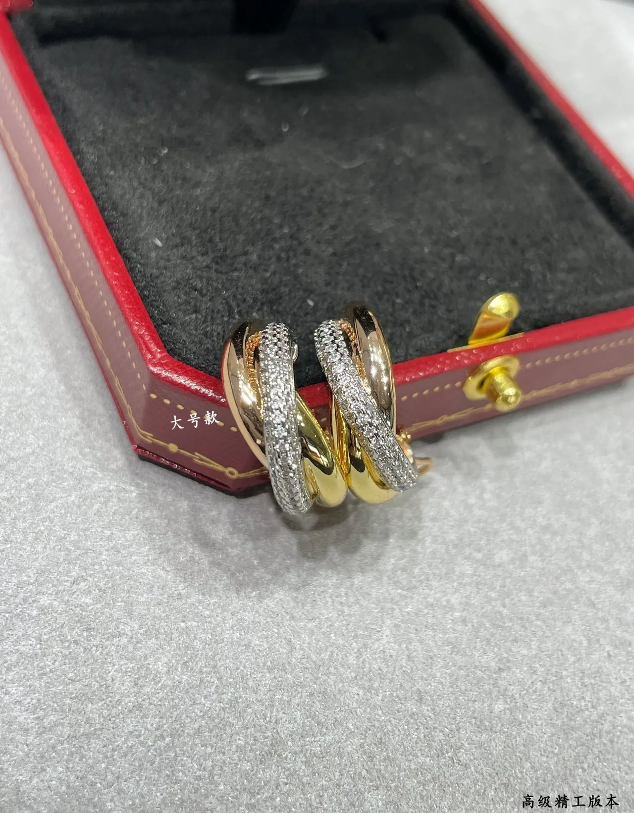 Dual-Tone Pavé Interlocking Hoop Earrings 5