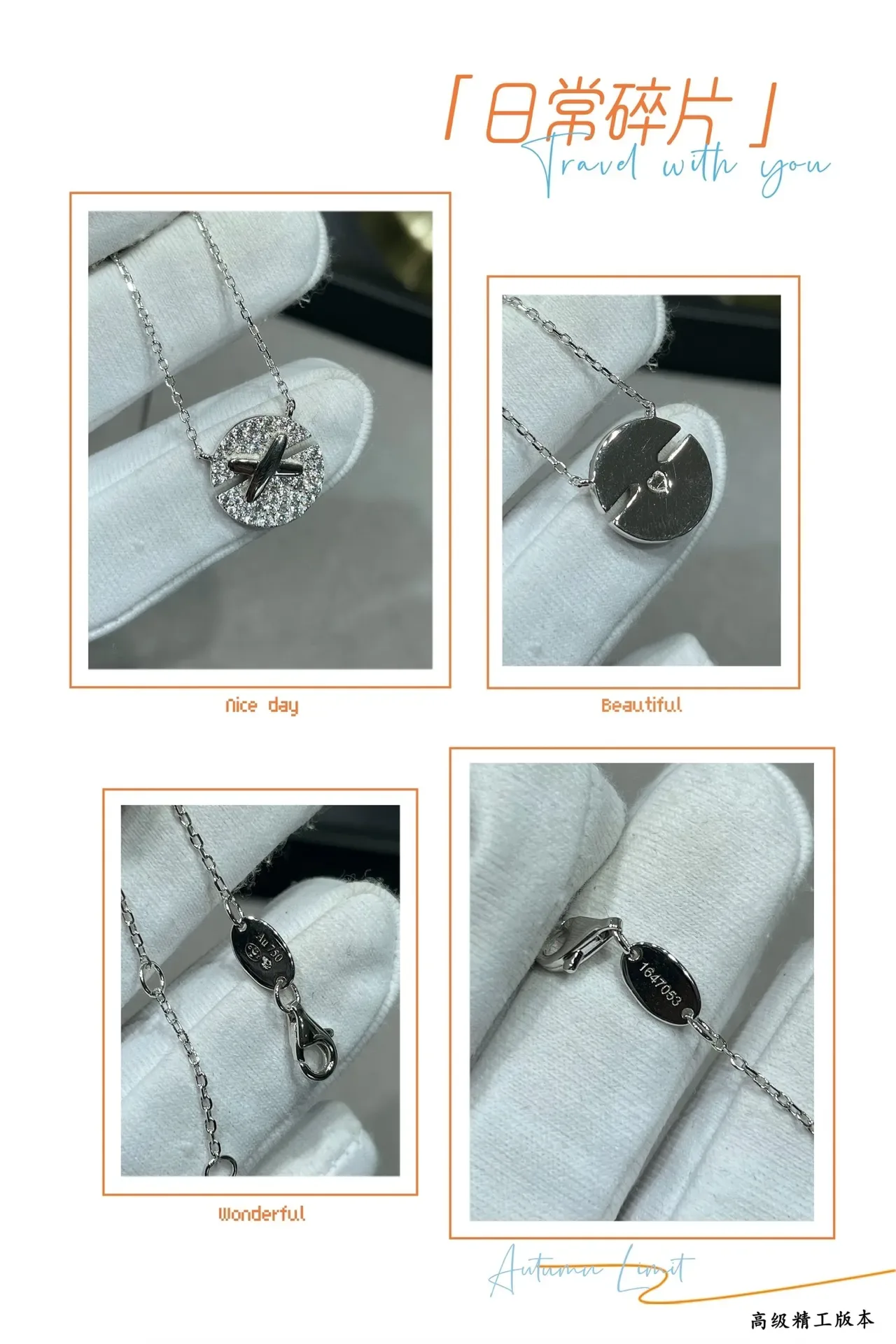 Dual-Tone X-Bar Pavé Circle Pendant Necklaces 2
