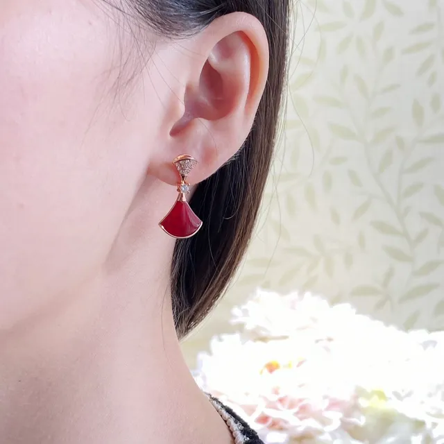 Fan-Shaped Pavé-Top Enamel and Mother-of-Pearl Drop Earrings 9