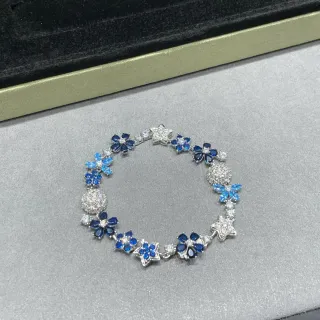 Floral and Star Motif Blue and Clear Stone Bracelet