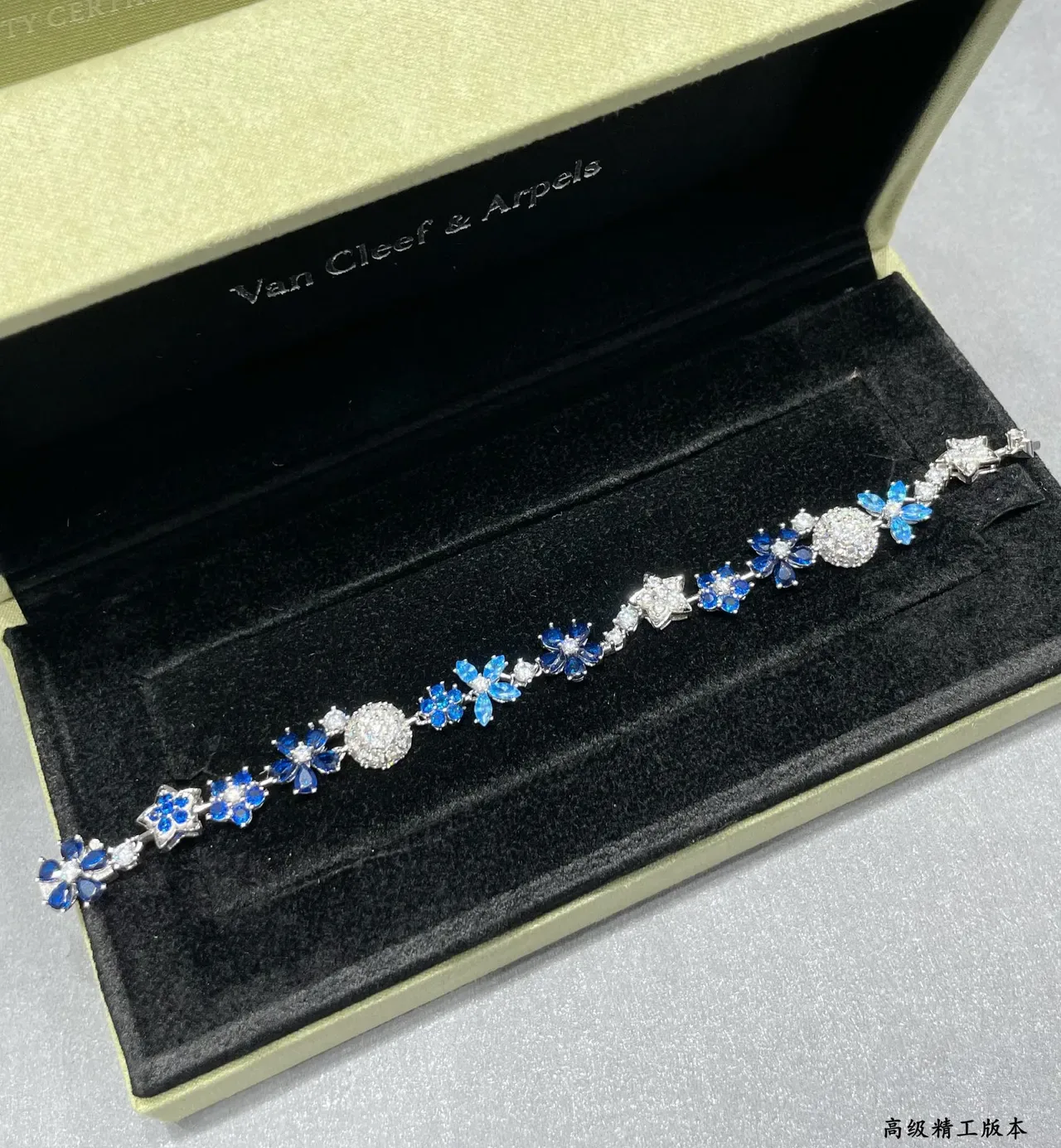 Floral and Star Motif Blue and Clear Stone Bracelet 5
