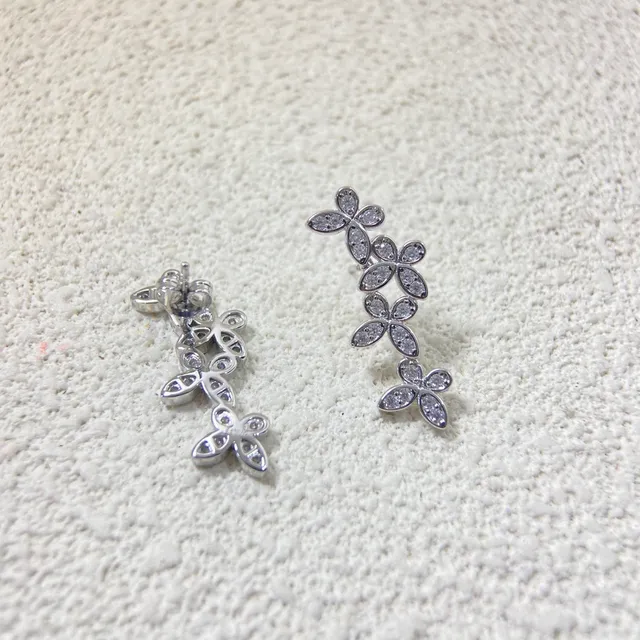 Floral Pavé Crystal Cascade Earrings 3