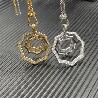 Colliers avec pendentif octogonal géométrique concénrique pavé