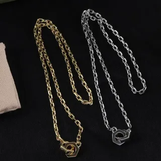 Gold and Silver Hexagonal Geometric Pendant Necklaces
