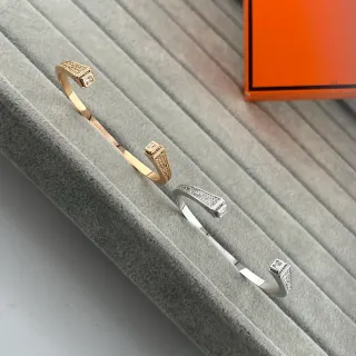 Gold and Silver Pavé Stone Open-Cuff Bracelets