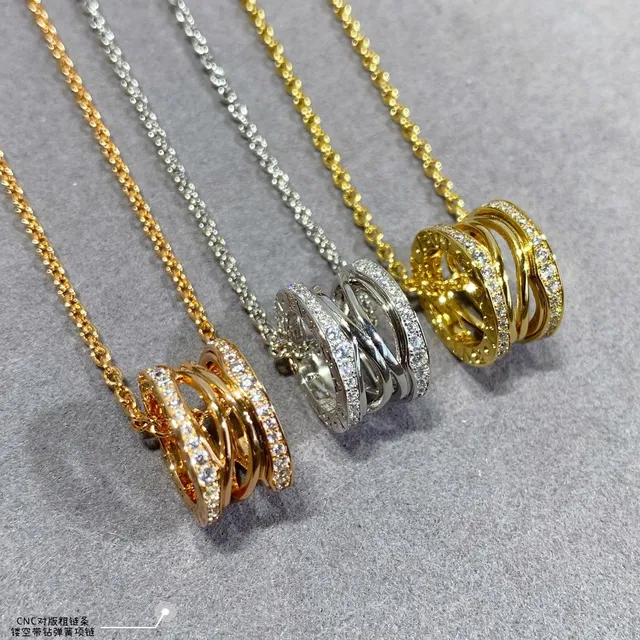 Gold Black Chain Rectangular Pavé Pendant Necklace 6