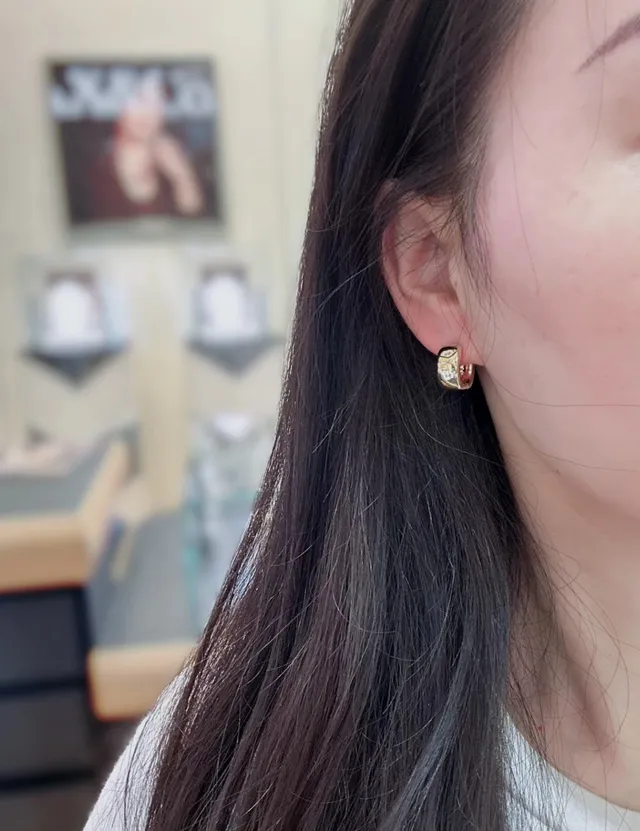 Aretes de aro dorados marrones con bisagras 4