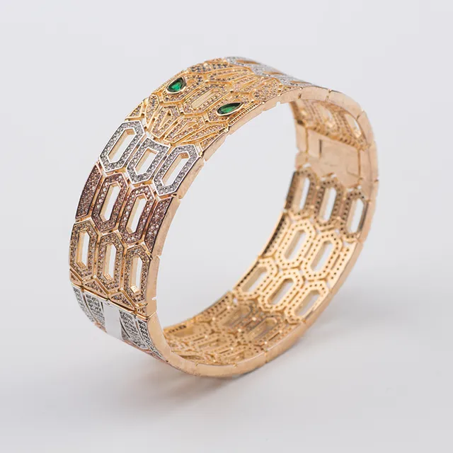 Gold Green Geometric Openwork Pavé-Set Bracelet 13