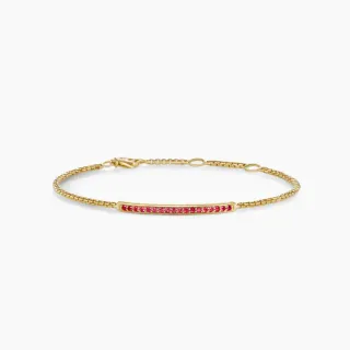 سلسلة ذهبية علبة حمراء Pavé-Set سوار بار من حجر كريم