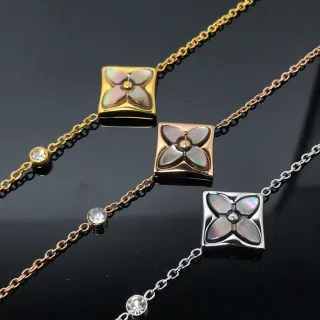 Colgantes de oro rosa, oro, plata, cuatrifolio, madreperla