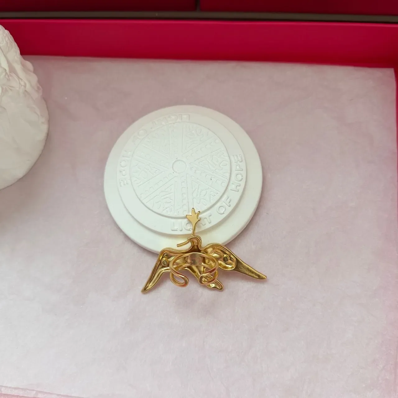 Gold Sculptural Bird Outstretched Wings Brooch 2