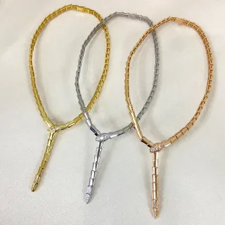 Gold Silver Articulated Segmented Chain Y-Shaped Pendant Necklace