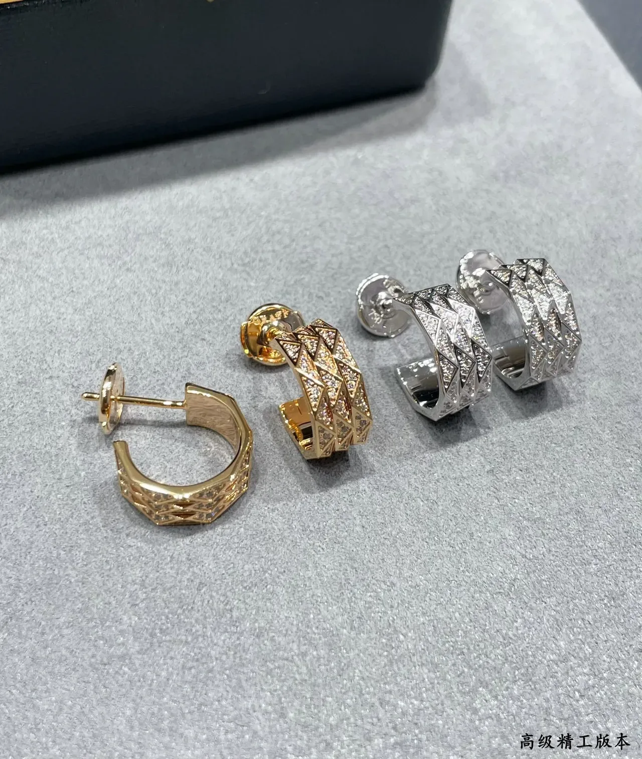 Gold Silver Geometric Pavé Hinged Hoop Earrings 4