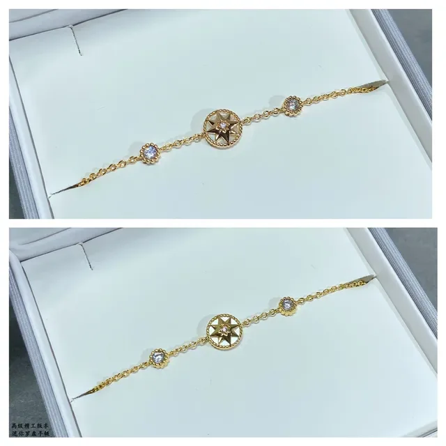 金色罗盘玫瑰搪瓷和水晶链条手链 3